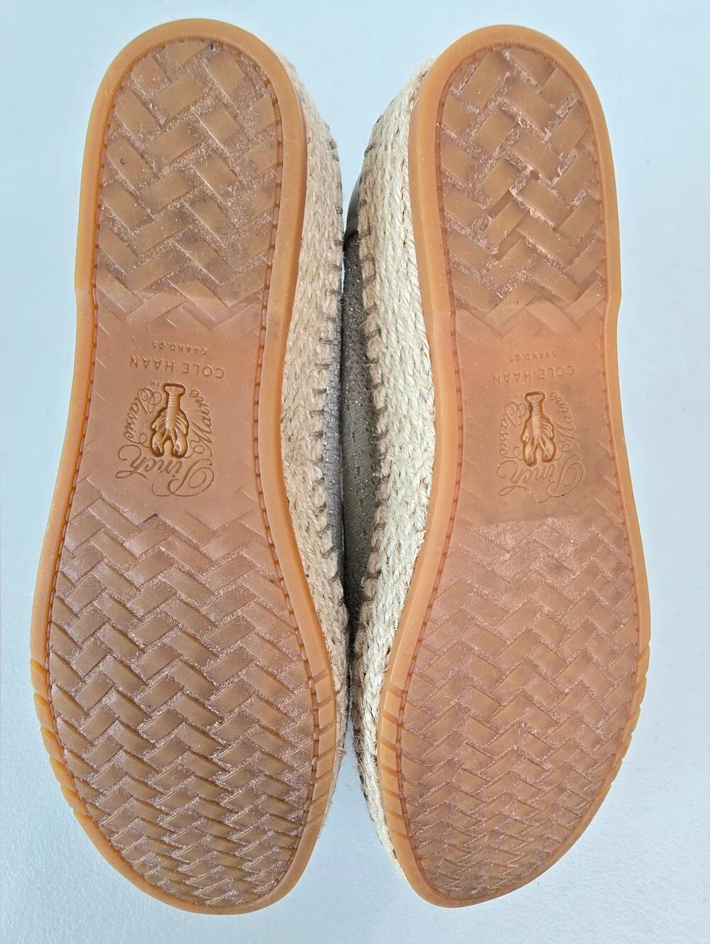 Cole Haan Grand Cloudfeel Knit Espradilles Flats Taupe Gold  Jute Size 5.5